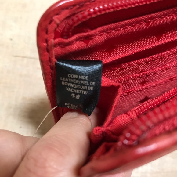 Fossil Hunter Zip Clutch Tomato Wallet Red Leather - Picture 5 of 7